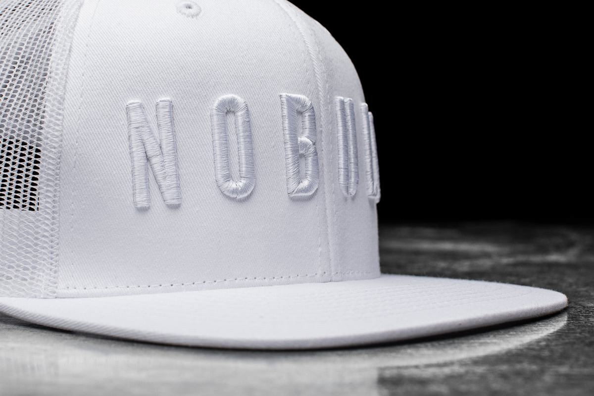 Nobull Flat-Brim Trucker Men's Hats White | Australia (TU2986)